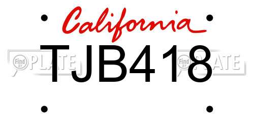 TJB418 California License Plate