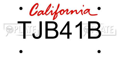TJB41B California License Plate