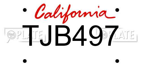 TJB497 California License Plate