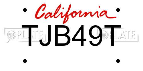 TJB49T California License Plate
