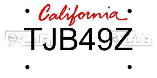 TJB49Z California License Plate