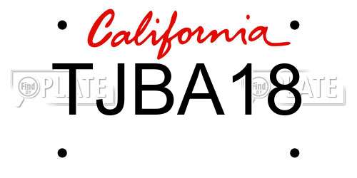 TJBA18 California License Plate