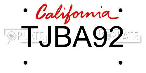 TJBA92 California License Plate