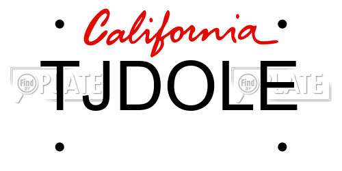 TJDOLE California License Plate
