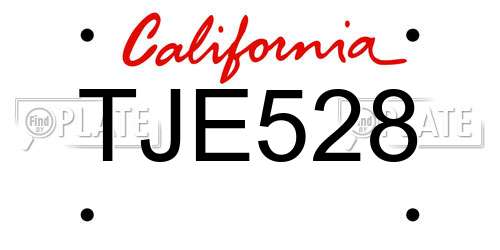 TJE528 California License Plate