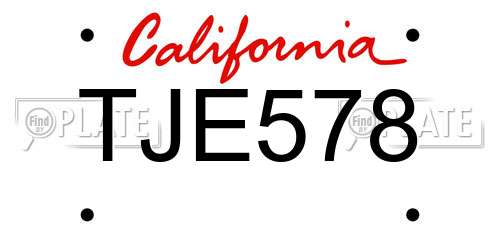TJE578 California License Plate