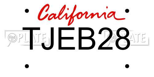 TJEB28 California License Plate