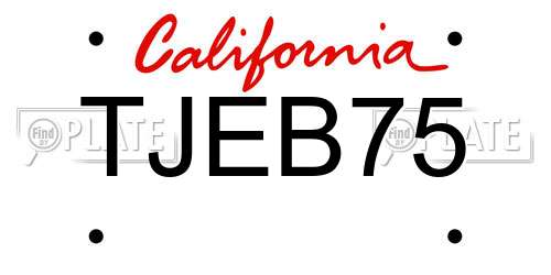 TJEB75 California License Plate