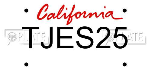 TJES25 California License Plate