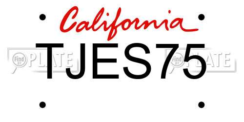 TJES75 California License Plate