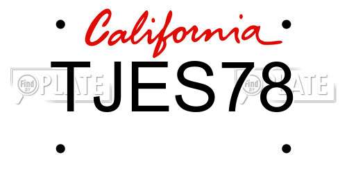 TJES78 California License Plate