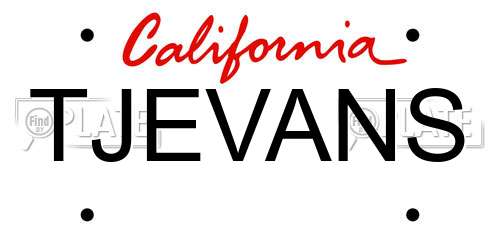 TJEVANS California License Plate