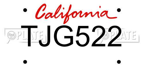 TJG522 California License Plate