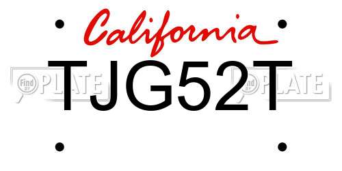 TJG52T California License Plate