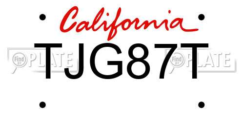 TJG87T California License Plate