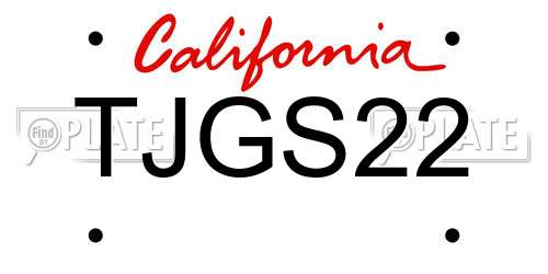 TJGS22 California License Plate