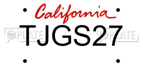 TJGS27 California License Plate