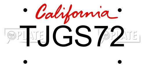TJGS72 California License Plate