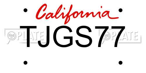 TJGS77 California License Plate