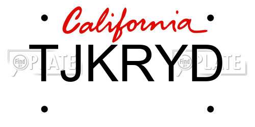 TJKRYD California License Plate