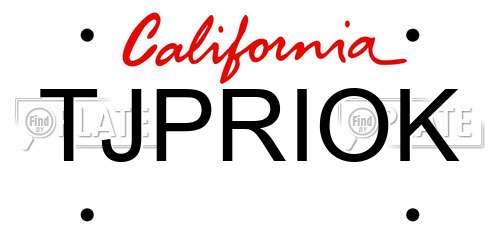 TJPRIOK California License Plate