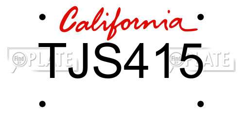 TJS415 California License Plate