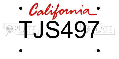 TJS497 California License Plate