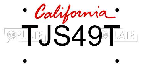 TJS49T California License Plate