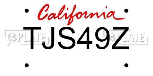 TJS49Z California License Plate
