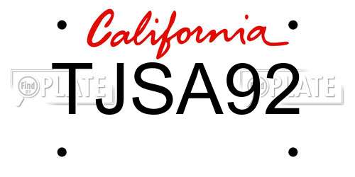 TJSA92 California License Plate