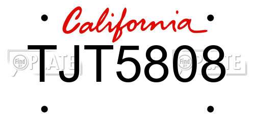 TJT5808 California License Plate