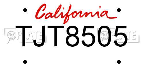 TJT8505 California License Plate