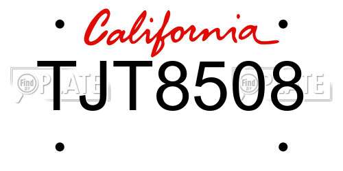 TJT8508 California License Plate