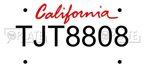 TJT8808 California License Plate