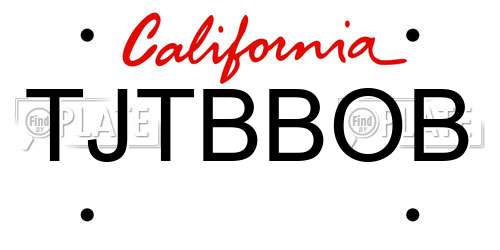 TJTBBOB California License Plate