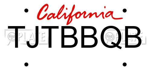 TJTBBQB California License Plate