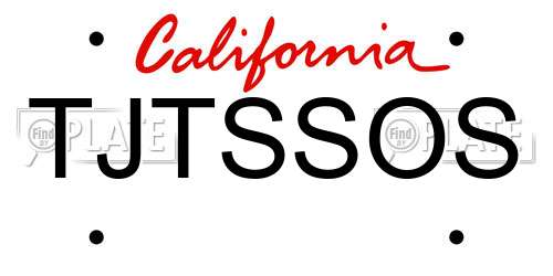 TJTSSOS California License Plate