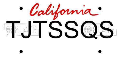 TJTSSQS California License Plate