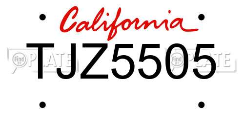 TJZ5505 California License Plate