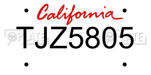 TJZ5805 California License Plate