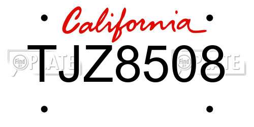 TJZ8508 California License Plate