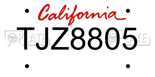TJZ8805 California License Plate