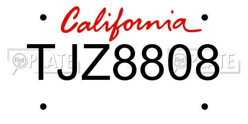 TJZ8808 California License Plate