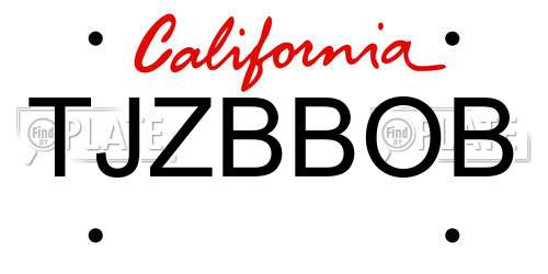TJZBBOB California License Plate