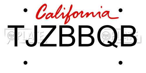 TJZBBQB California License Plate