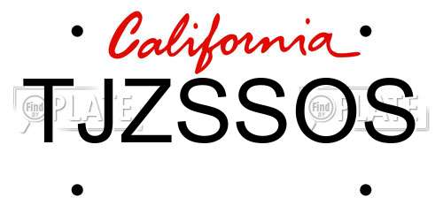 TJZSSOS California License Plate