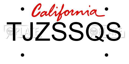 TJZSSQS California License Plate