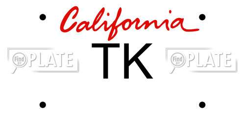 TK California License Plate