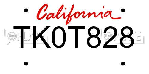 TK0T828 California License Plate