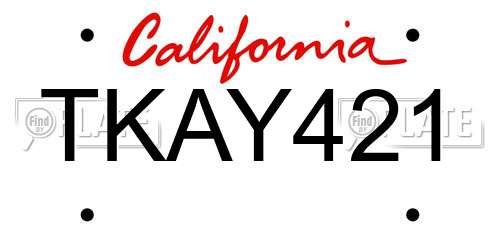 TKAY421 California License Plate